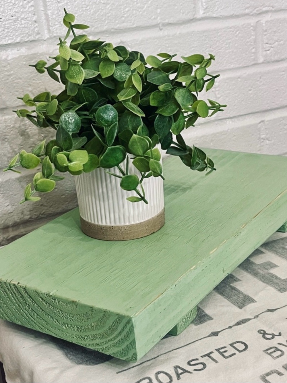 Rustic Wood Pedestal Riser Tray — Farmhouse Bathroom & Counter Decor Handmade